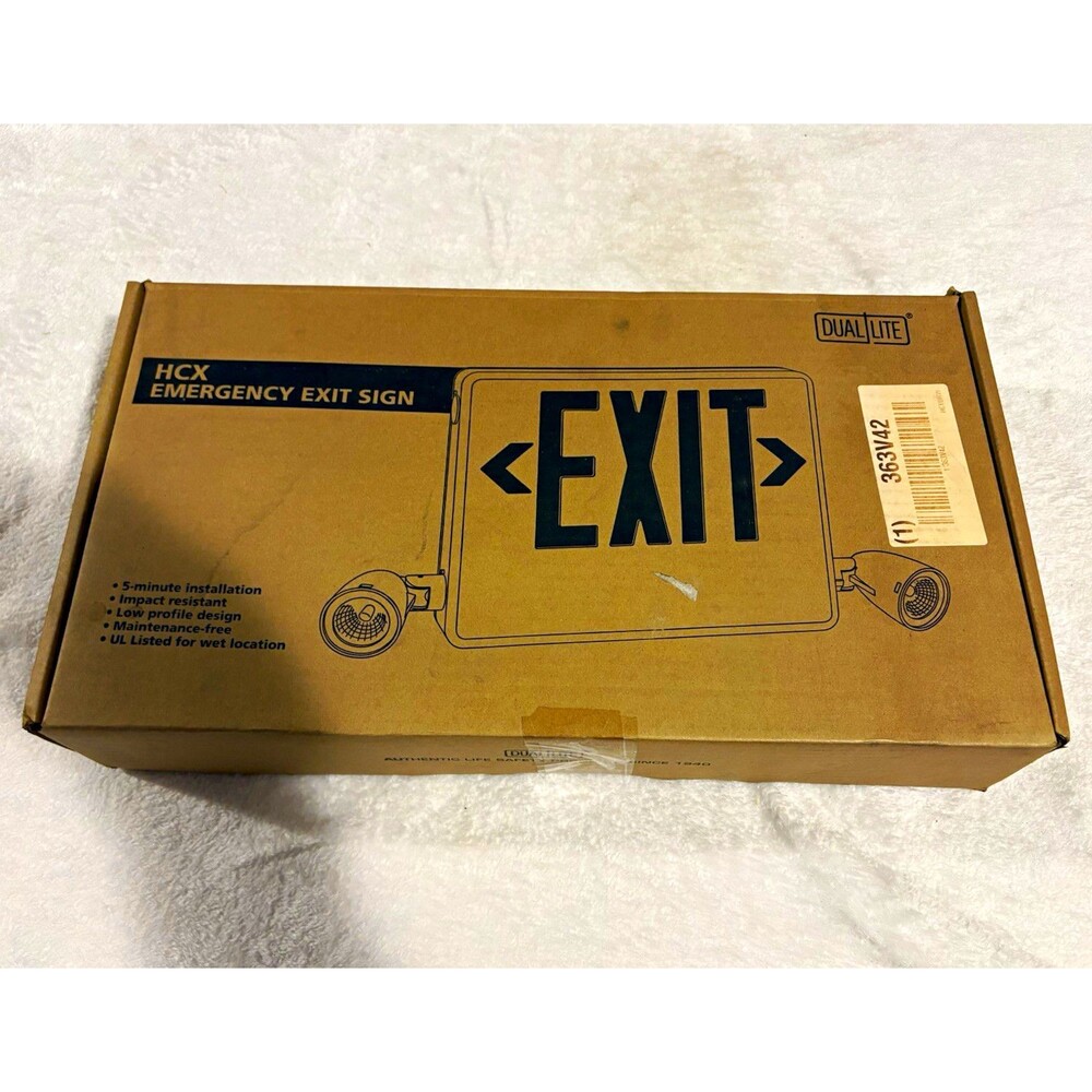 Hubbell Dual-Lite HCXURW LED Exit Sign Emergency Light Red120/277V New Old stock